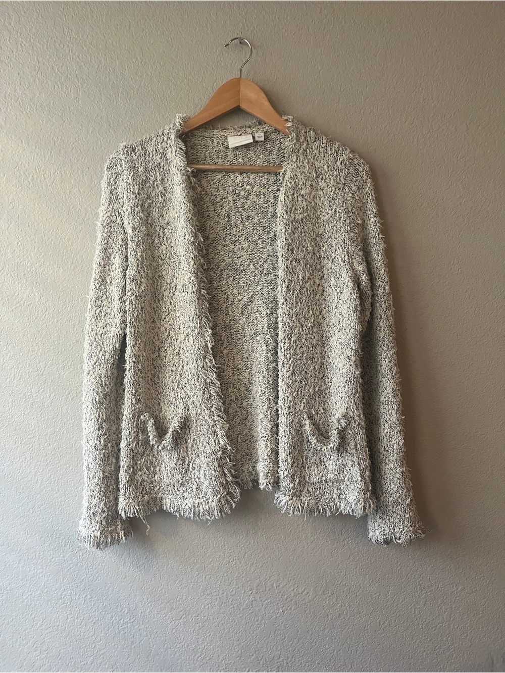 Anthropologie Ett:Twa Boucle Cozy Open-Front Women's Sweater Cardigan - Cream XS